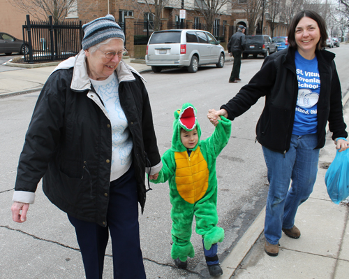 Wearing masks at Cleveland Kurentovanje parade