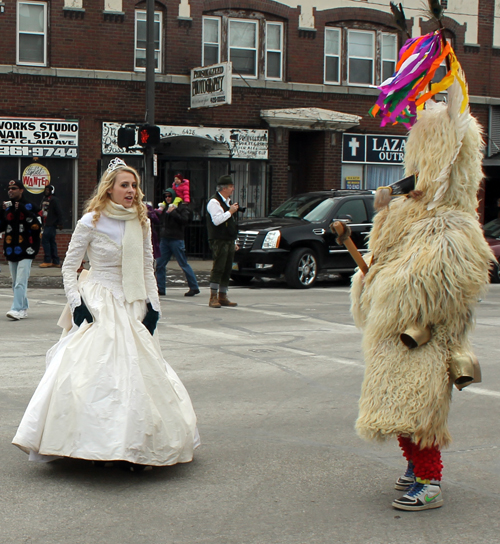 Princess Nika and Kurent at 2104 Kurentovanje Parade in Cleveland
