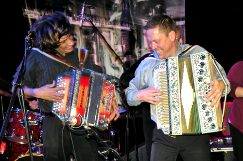 Alex Meixner and Joey Tomsick on stage at the Polka Hall of Fame Thanksgiving Polka Party weekend