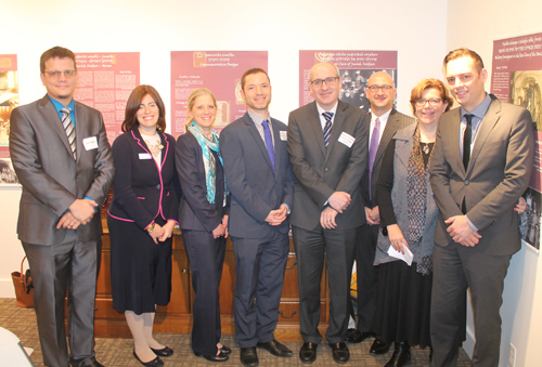 Luka Zibelnik, Jessica Cohen, Cheryl Davis, Deputy Consul Moran Birman, Consul General Andrej Gregor Rode, Michael Cantor, Lee C Shapiro and Michael Fleming