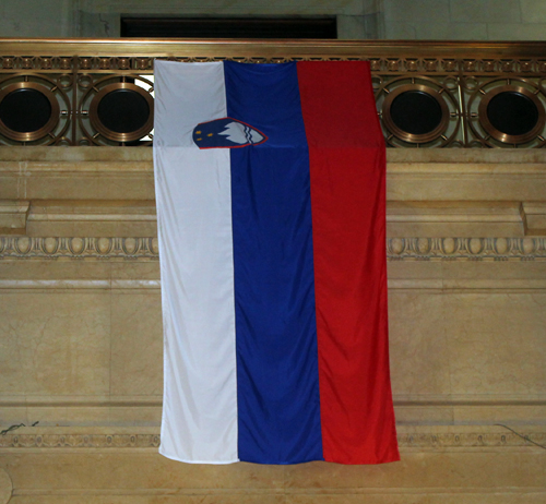 Flag of Slovenia in Cleveland City Hall Rotunda