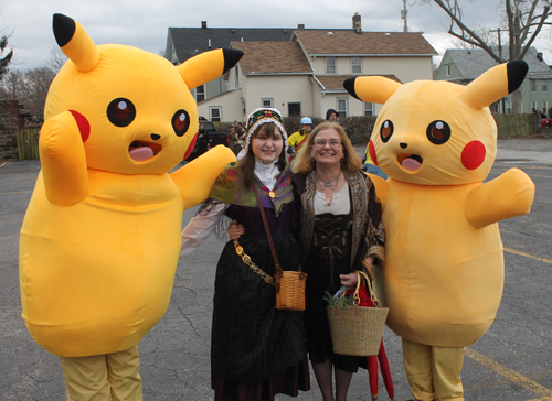 Posing with Pikachu from Pokemon at Kurentovanje