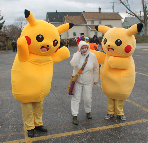 Posing with Pikachu from Pokemon at Kurentovanje