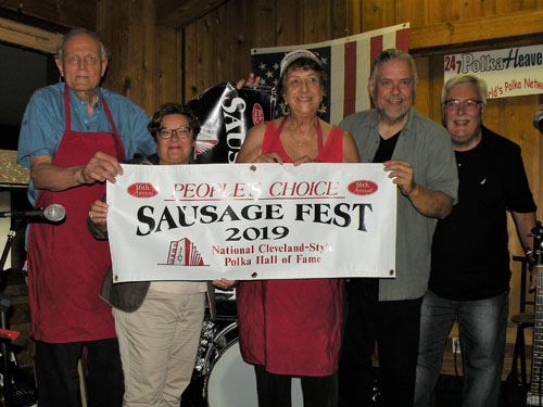  Bill Azman; Consul General of Slovenia Alenka Jerak; Marie Azman, Polka Hall of Fame President Joe Valencic; and Trustee Denny Bucar.