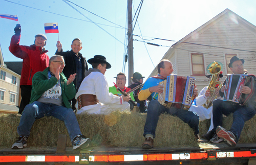 Slovenian float at Kurentovanje Parade - Councilman Mike Polensek, Congressman Dennis Kucinich and others