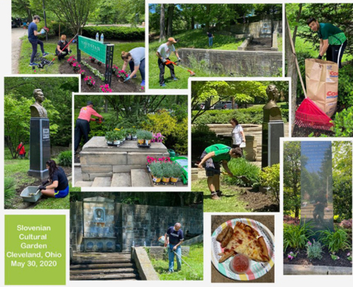 Scenes from the cleanup of the Slovenian Cultural Garden