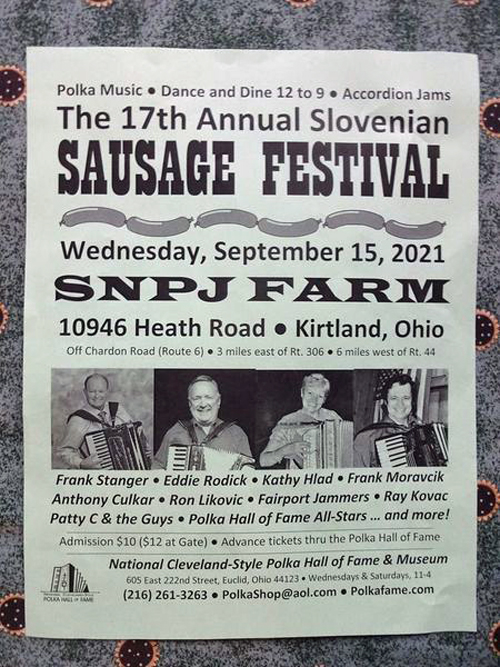 Slovenian Sausage Festival sign