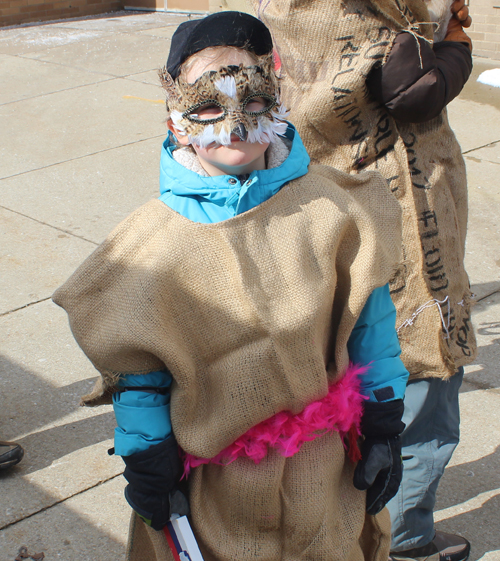 Slovenian kids in costume at Kurentovanje