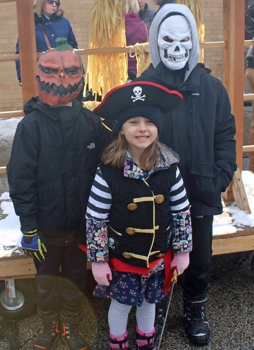 Slovenian kids in costume at Kurentovanje