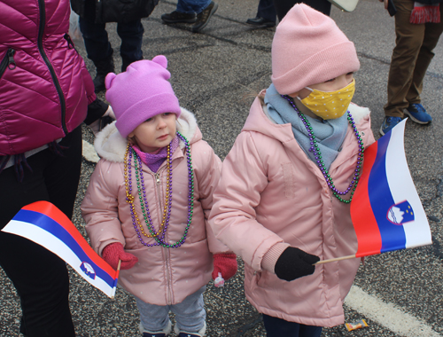 Slovenian kids in costume at Kurentovanje