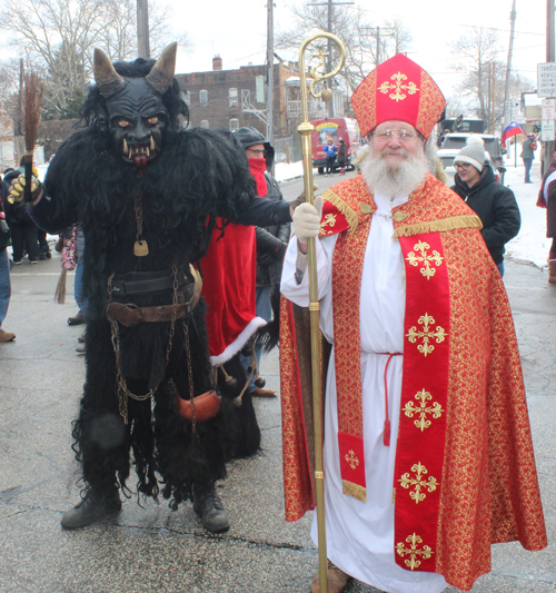 Krampus and Bishop at Kurentovanje