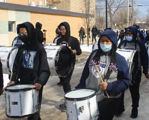 St Martin de Porres HS drums and cheerleaders