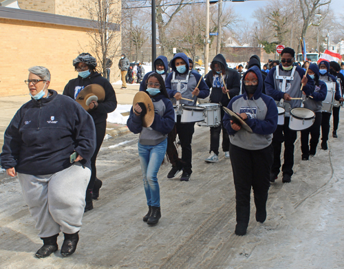 St Martin de Porres HS drums and cheerleaders