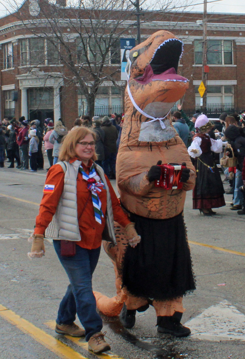 Dinosaur playing accordion