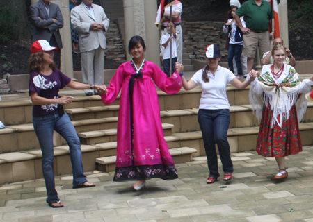 Syrian and Korean girls dance