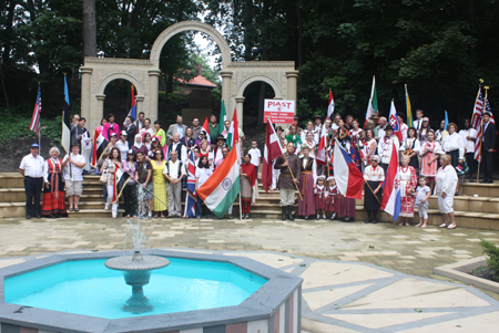 One World Day marchers in Syrian Garden