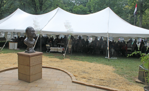 Tent for dedication ceremony of Bust of Nizar Qabbani in Syrian Cultural Garden in Cleveland Ohio