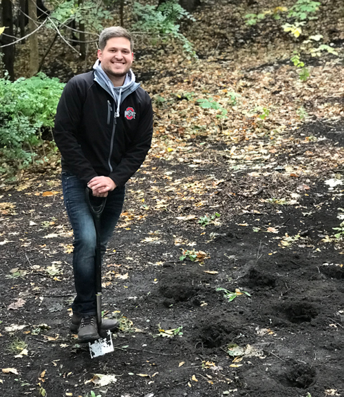 Planting tulips in the Turkish Cultural Garden in Cleveland Ohio