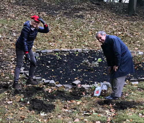 Planting tulips in the Turkish Cultural Garden in Cleveland Ohio