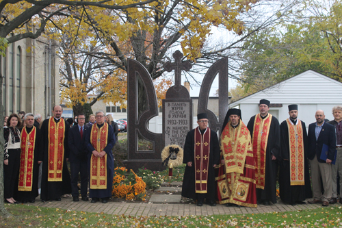 Clergy and others at the Holdomor Memorial