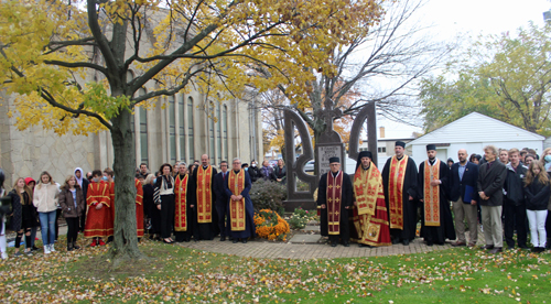 Ukrainian community at the Holdomor Memorial in Cleveland