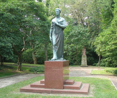 Lesya Ukrainka statue in Ukrainian Cultural Garden in Cleveland Ohio - photos by Dan Hanson