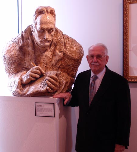 Taras Szmagala Sr at Ivan Franko statue in The Ukrainian Museum-Archives