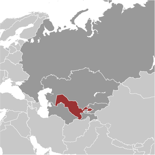 Map of Uzbekistan in Asia