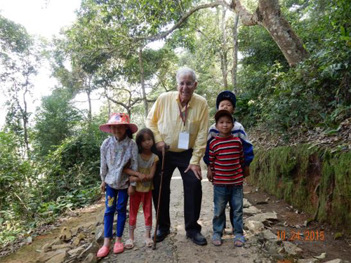 Here I am with my four guides to the mountain are-as where Viet Minh had their headquarters. By the way, always hire local guides in Viet Nam and then do not forget to tip them well. These four, despite their youth, knew much and could speak English with me.