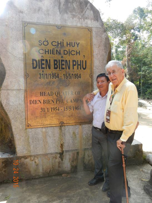 My guide-interpreter, Mr. Thinh, and I stop by the huge bronze metal signs that are everywhere to commemorate the victors.