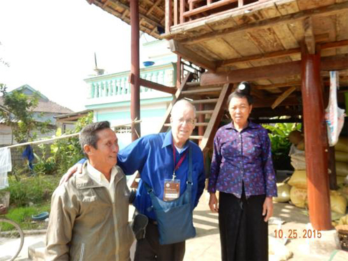 Local Thai leader and his wife show off to me their beautiful house built on thick strong stilts.