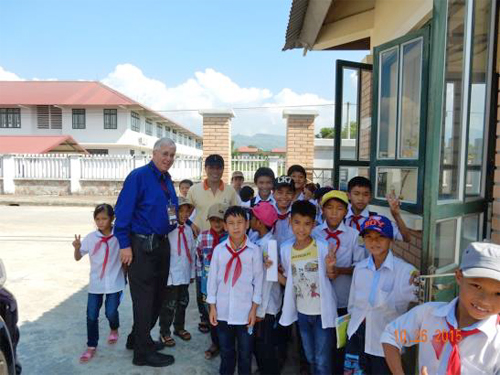 Meeting all the youth in a Children's Home at Dien Bien Phu. Our Friendship Foundation is helping this school with books and school supplies.