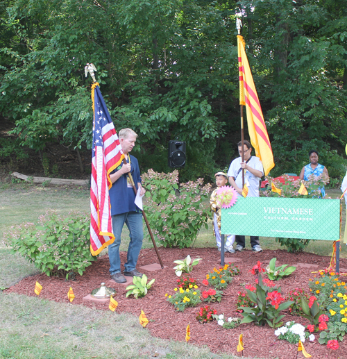 Flags of the US and Vietnam on One World Day