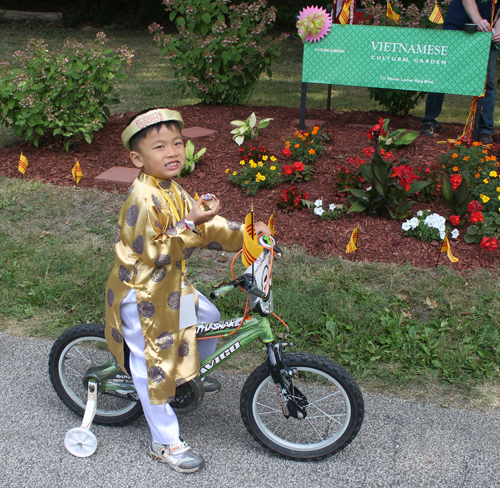 Young boy on bike in Vietnamese Cultural Garden