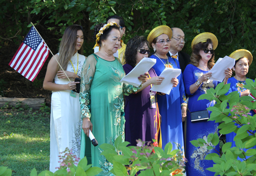 Singing the US and Vietnamese anthems on One World Day in Cleveland
