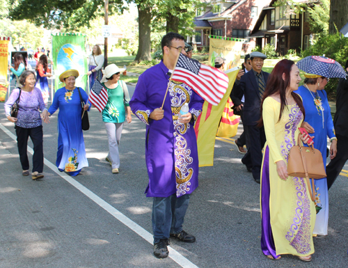 Vietnamese Cultural Garden marching in Parade of Flags in Cleveland on One World Day 2018