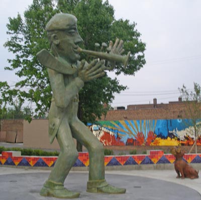 Urban Art Jazz man statue at East 118th and Buckeye in Cleveland Ohio