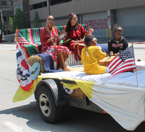 Native American Indian groups at African American Gardens at Cleveland African-American Heritage Umoja Parade