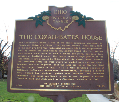 Cozad Bates House Historical marker