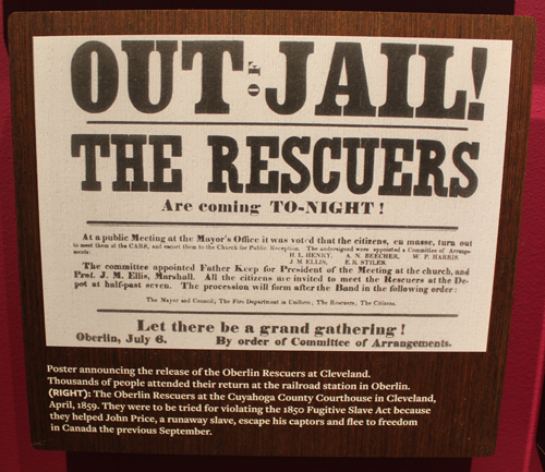 Oberlin Wellington Slave Rescuers sign