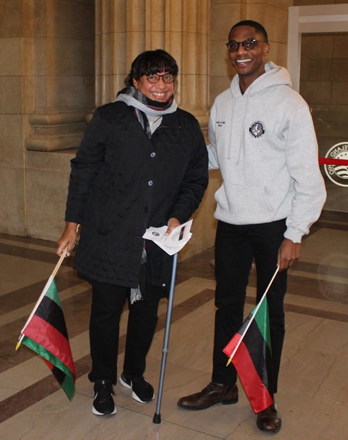 Community Relations Director Angela Shute-Woodson and Mayor Justin Bibb