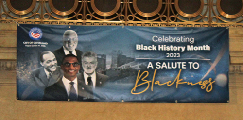 Black Mayors banner in City hall