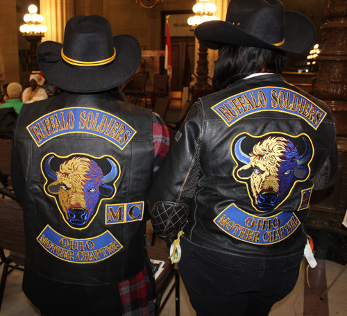 Buffalo Soldiers MC Club ladies from behind