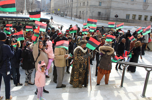 Watching the African flag being raised