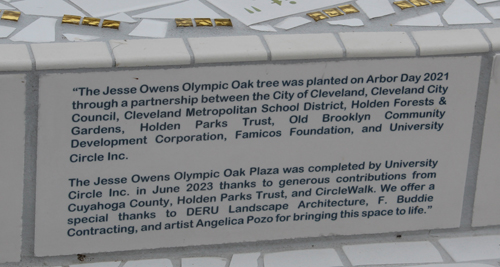 Jesse Owens Olympic Oak Plaza script