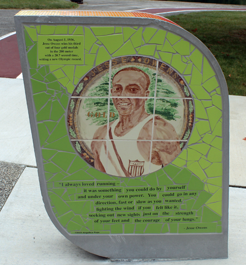 Jesse Owens Plaza in Cleveland - markers