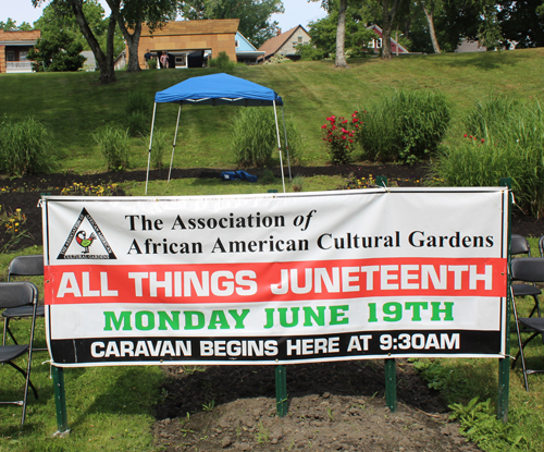 Juneteenth sign in African American Cultural Garden