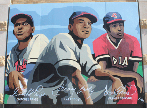 Satchel Paige, Larry Doby and Frank Robinson