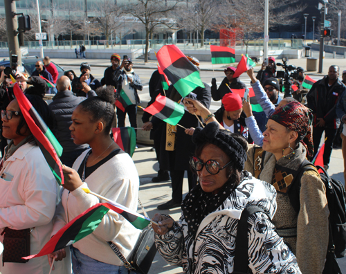 Black History Month African flag raising at Cleveland City Hall