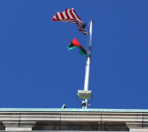 Black History Month African flag raising at Cleveland City Hall